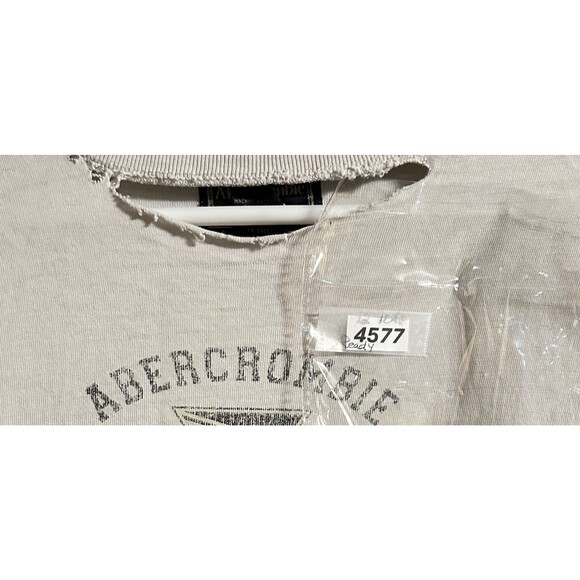 Abercrombie & Fitch Y2K 1990’s Off White Long Sleeve Tee THRASHED Vintage L - Picture 13 of 13